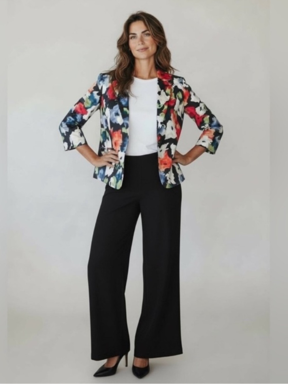 Sandro Studio Classic chic work wear essential watercolor floral blazer medium
